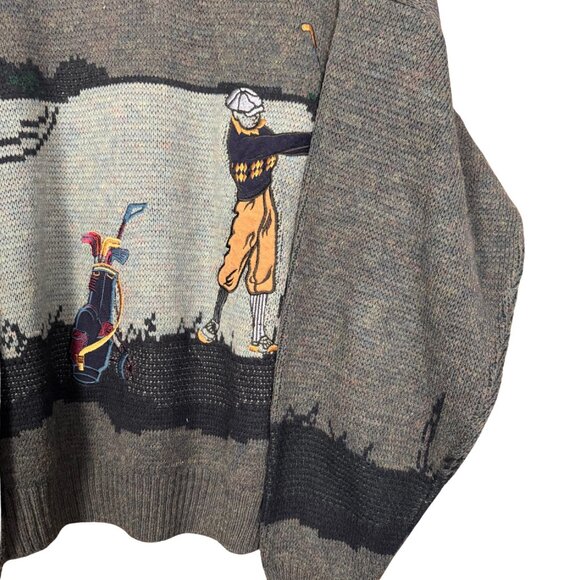Vintage Arnold Palmer Golf Sweater XL – 90s Golf Scene Knit, Grandpa V-Neck - Picture 4 of 9